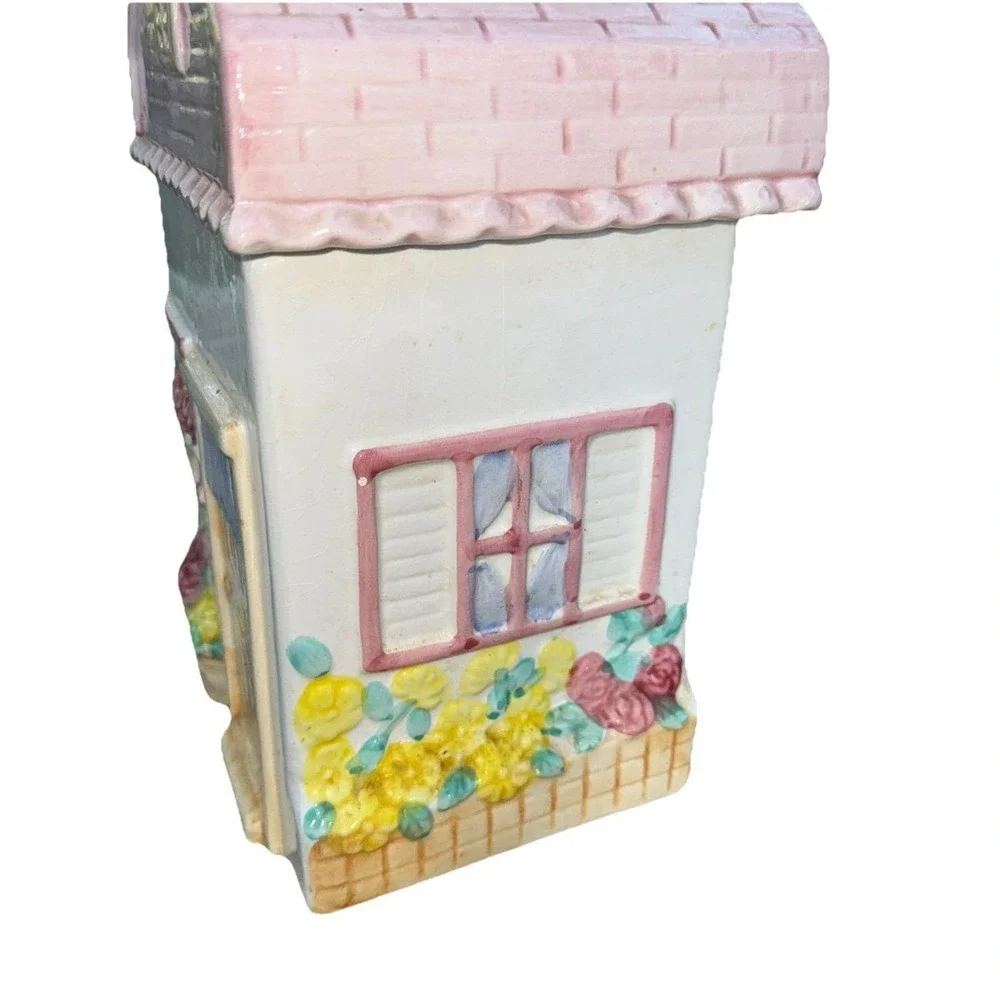 Vintage House Shaped Cookie Jar, Lidded Canister  resembles Lenox Village
